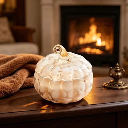 5.12 Inch Glass Pumpkin Jar Candle, Pumpkin Shaped Candle Fall Candles, Autumn Decorative Pumpkins for Fall, Halloween Candle for Home Thanksgiving Pumpkin Decor & Fall Candles and Lanterns | Walmart (US)