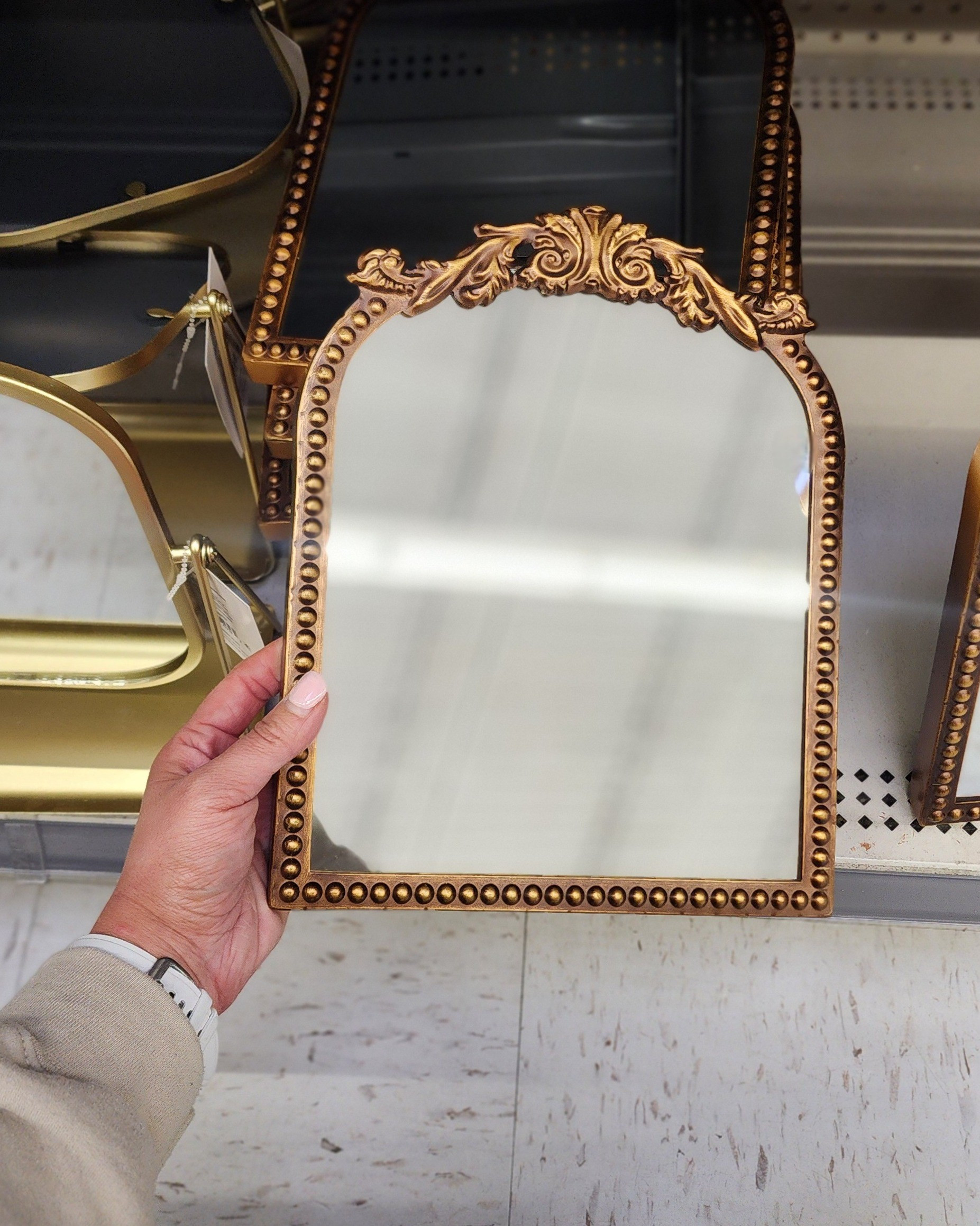 Mini gold filagree arch mirror from Walmart for under $20! This would be so cute on a dresser or entry table! 

#LTKFindsUnder50 #LTKHome