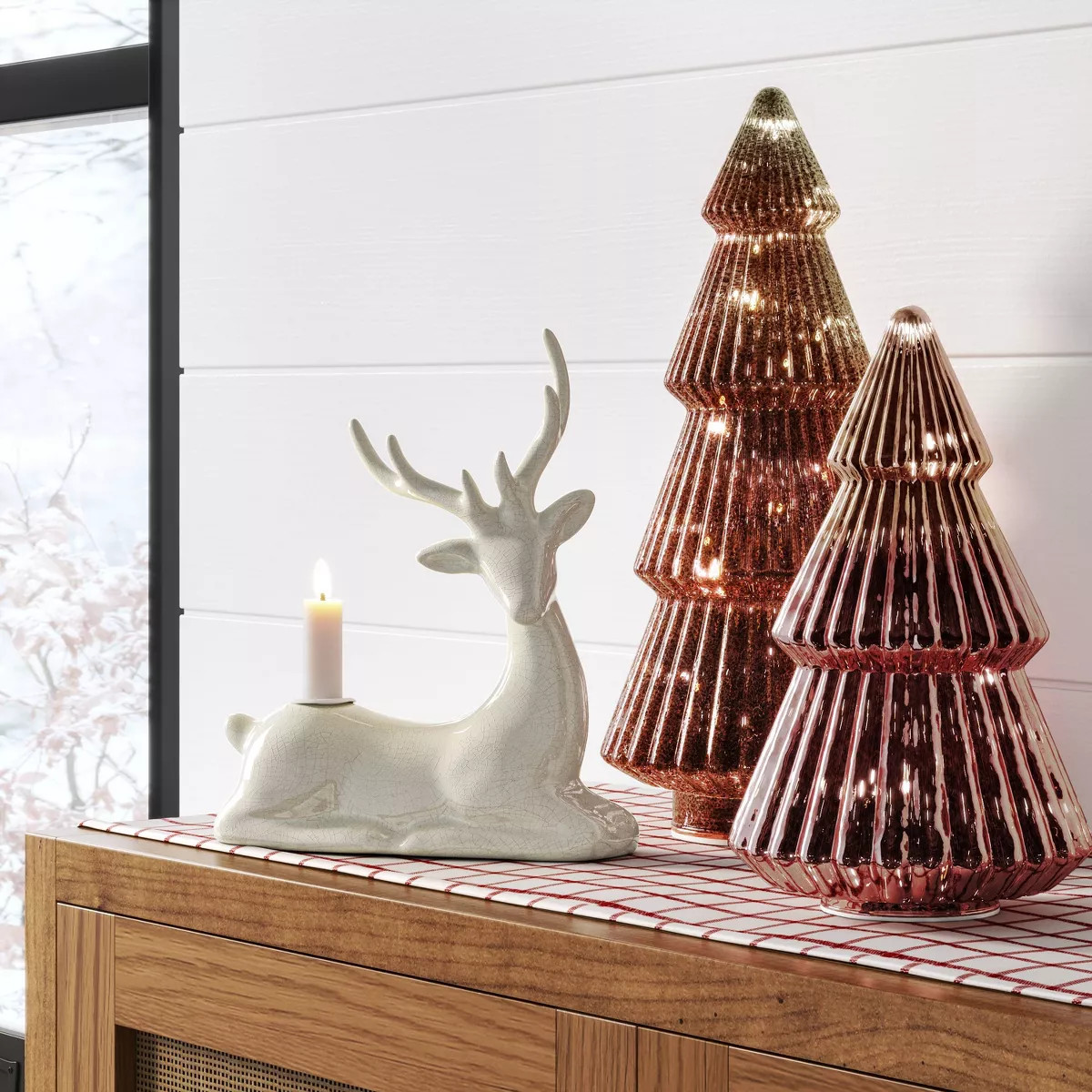 10.25" Battery Operated Lit Glass Christmas Tree Figurine - Wondershop™ | Target