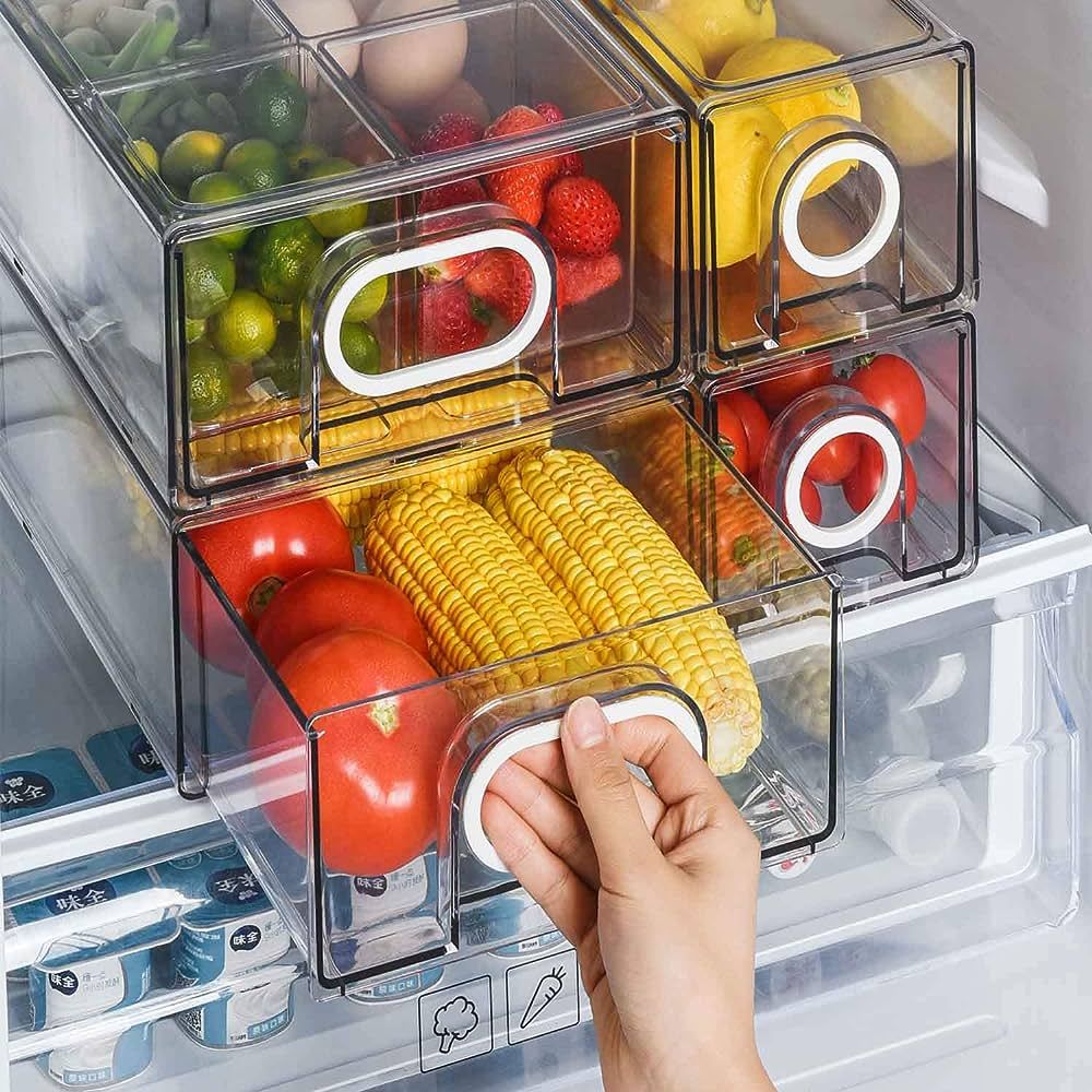 Refrigerator Organizers And Storage Stackable Storage Drawers, Fridge Organizer Bins Refrigerator... | Amazon (US)