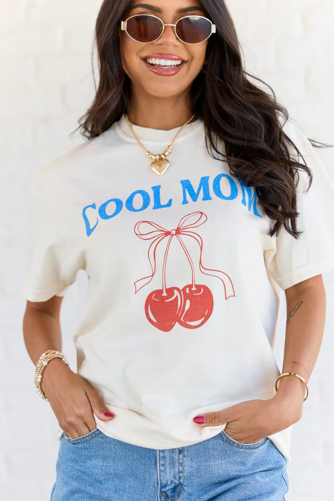 Cool Mom Cherry Ivory Graphic Tee | Pink Lily