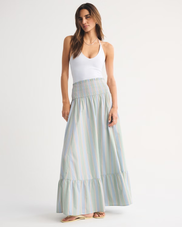 A&F Sydney Smocked Convertible Midi Dress | Abercrombie & Fitch (US)