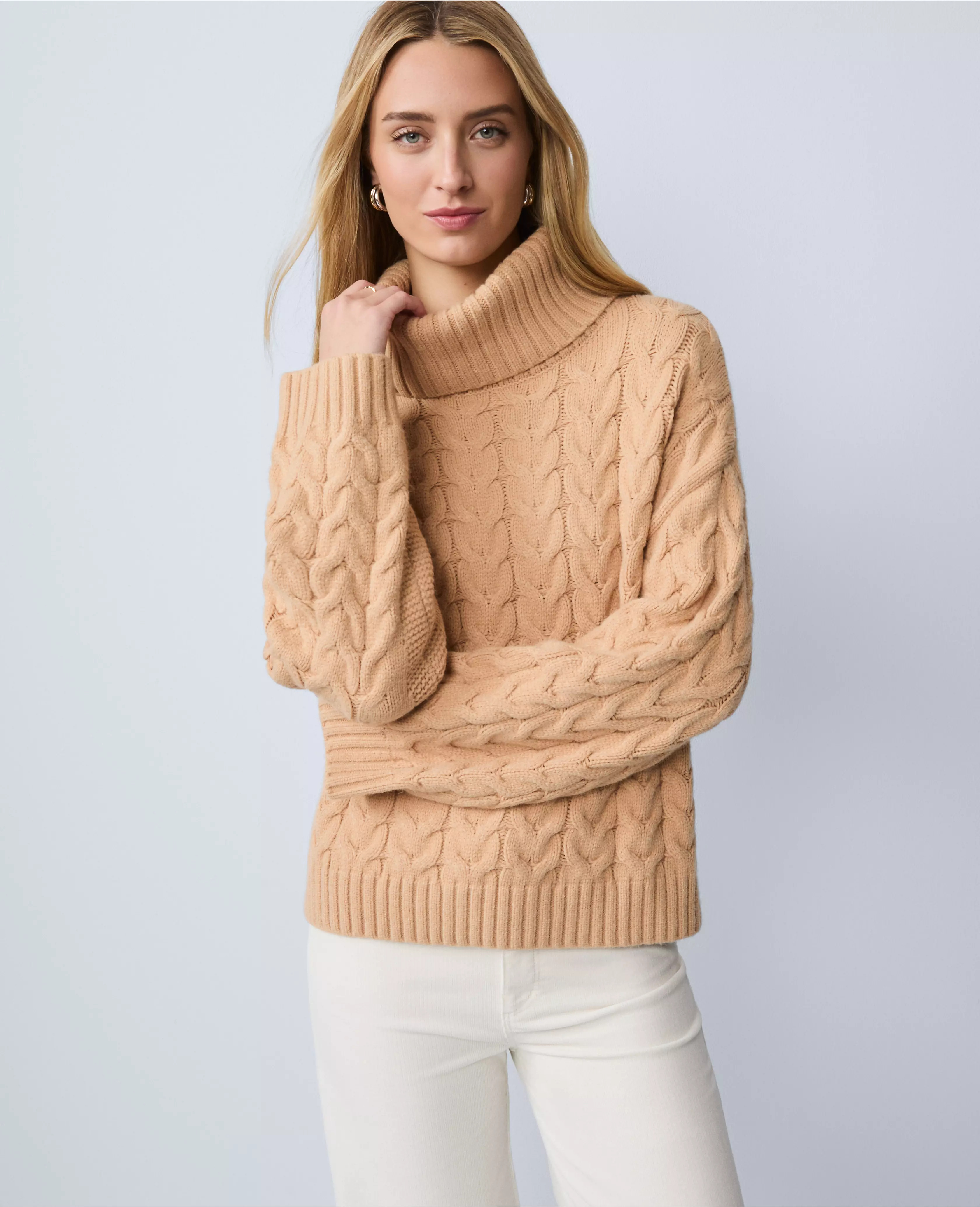 Petite Weekend Collection Cable Turtlneck Sweater | Ann Taylor