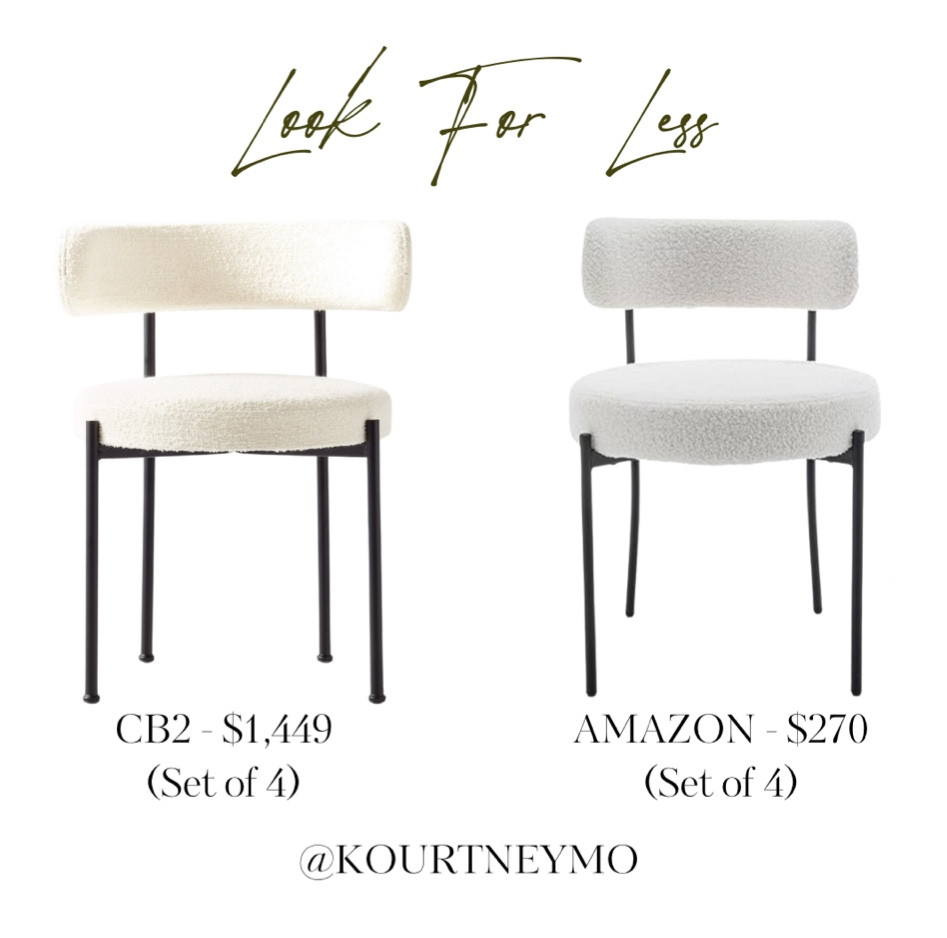 CB2 dupe, designer inspired home, look for less, boucle dining chairs, Amazon finds 

#LTKhome