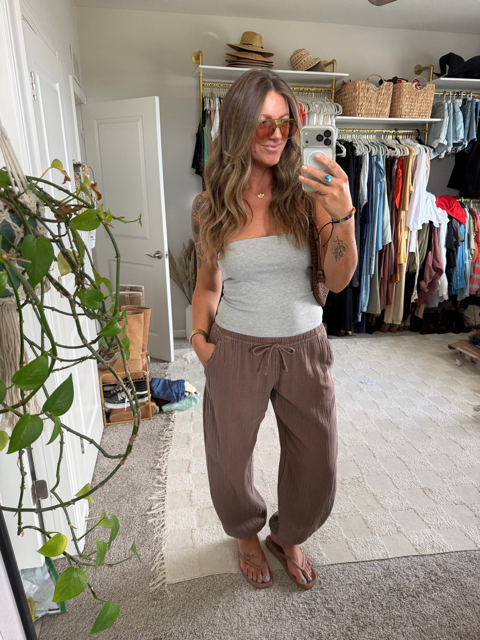 Large top, medium tall pants (only available in white in tall now) 11 sandals

#LTKTall #LTKOver40 #LTKootd
