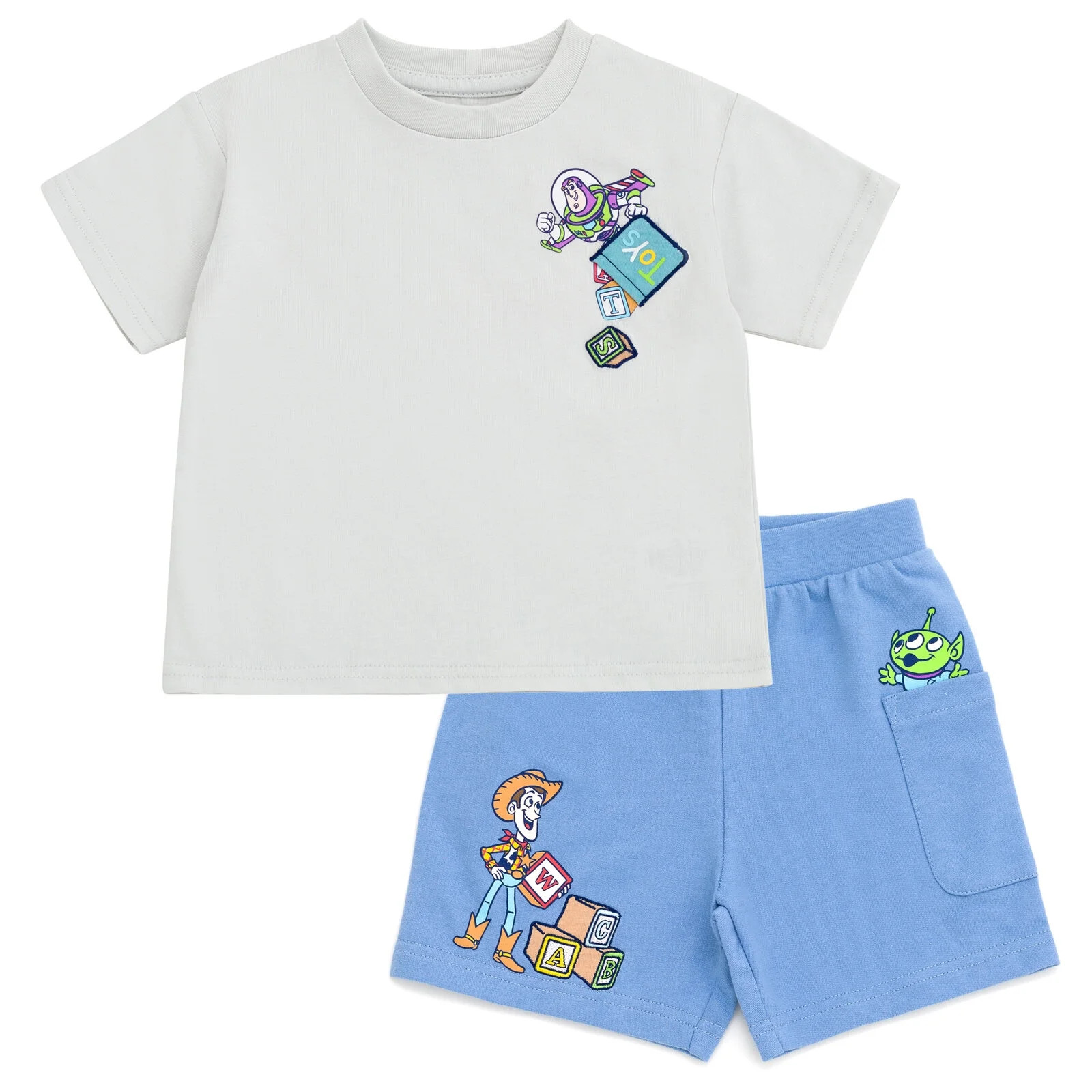 Disney Toy Story Woody Buzz Lightyear Alien T-Shirt and French Terry Shorts Outfit Set Newborn to... | Walmart (US)