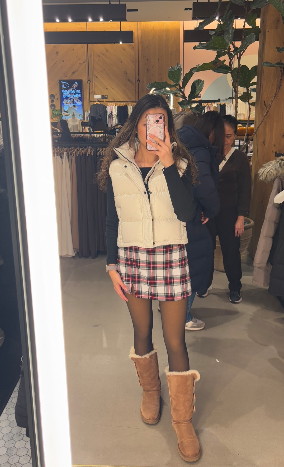Dress cute but stay warm! 
Details below: 
Black Hollister long sleeve XS
Aritzia super puff vest shorty 2XS
Hollister high rise mini A-line skort XS (built in shorts!) 
Fleece leggings (super warm)
Uggs Bailey boots in tall size 6.5 (old style with buttons) 

#LTKSeasonal #LTKSaleAlert #LTKPetite