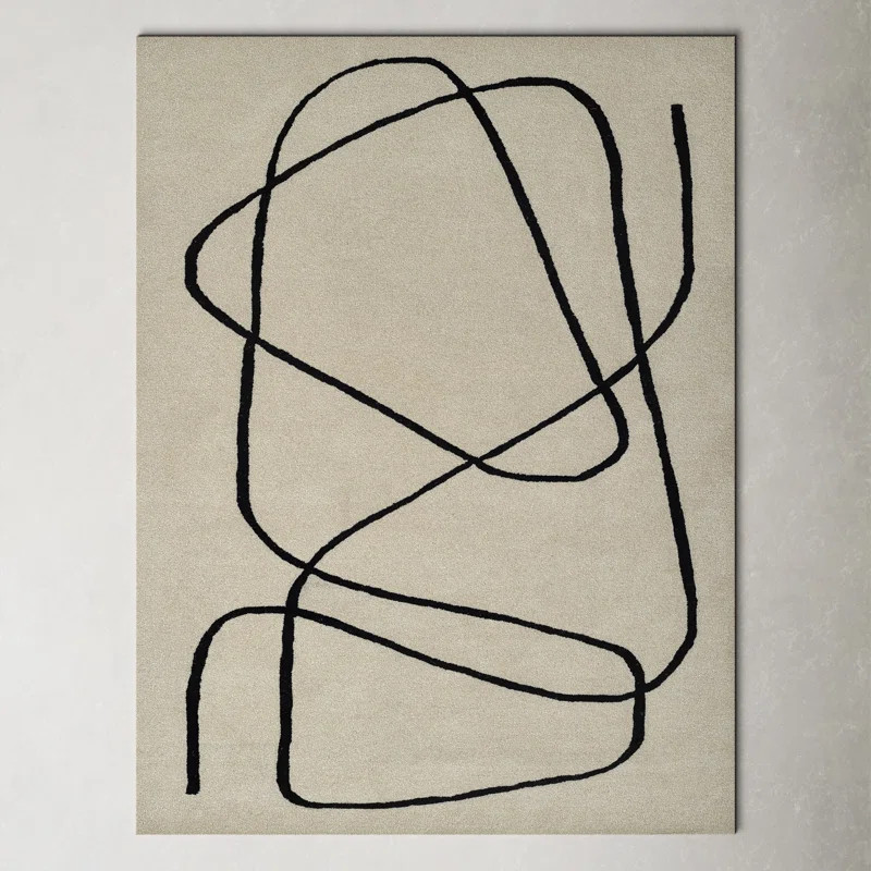 Whistler Geometric Handmade Tufted Wool Ivory/Black Area Rug | Wayfair Professional