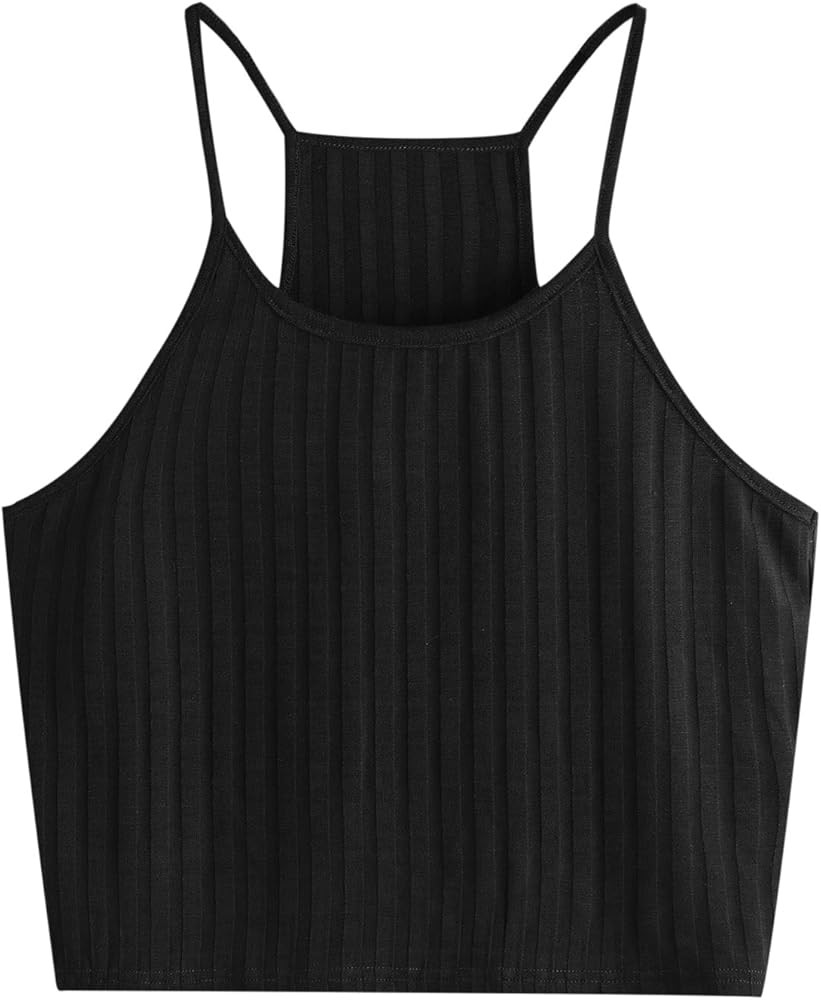 SheIn Women's Summer Basic Sexy Strappy Sleeveless Racerback Crop Top | Amazon (US)