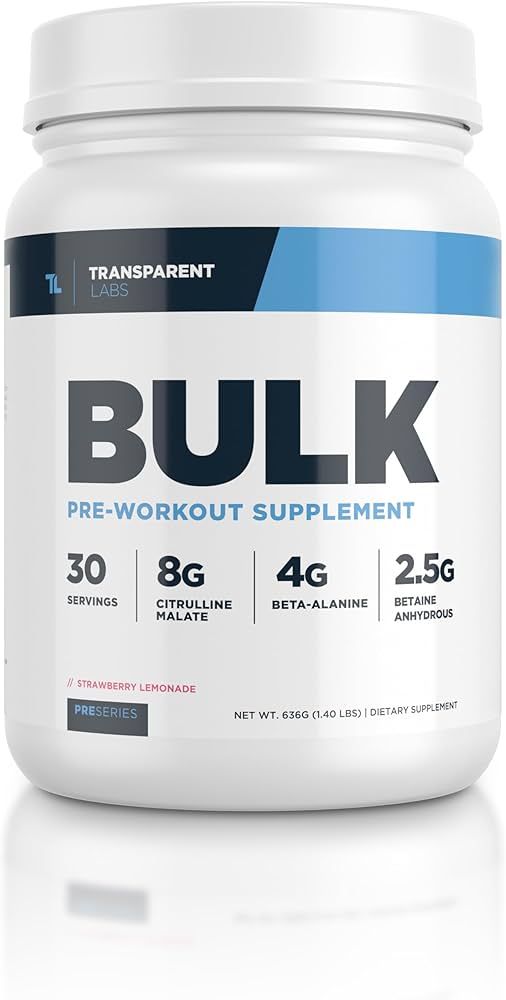 Transparent Labs Bulk Pre Workout Powder - Naturally Sweetened Advanced Pre-Workout Formula for M... | Amazon (US)