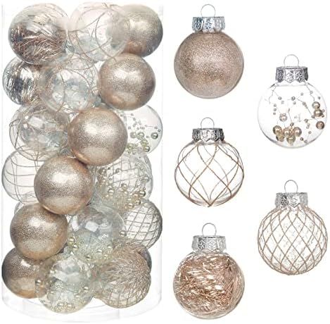 Clear Christmas Ball Ornaments, 30ct 2.36 Inch Champagne Christmas Ornaments for Xmas Tree Shatte... | Amazon (US)