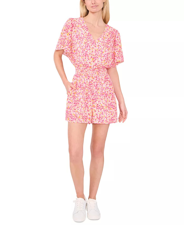 Women's Flutter-Sleeve V-Neck Romper | Macy's