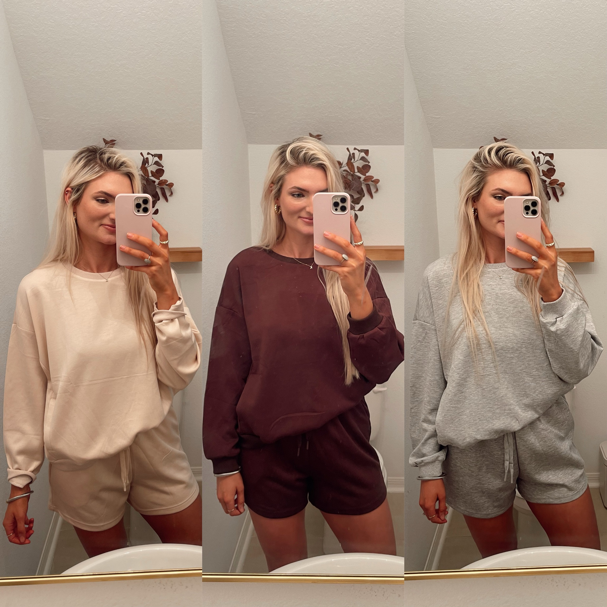 Two piece sweatshirt sets. Both the shorts and top have pockets! Adjustable drawstring. I sized up one for a roomier fit- wearing a large. 

Travel outfit, easy outfit, comfy outfit, fall outfit, matching sets, mom style, tall girl style, mom fashion, crewneck sweatshirt 

#LTKFindsUnder50 #LTKSaleAlert #LTKStyleTip