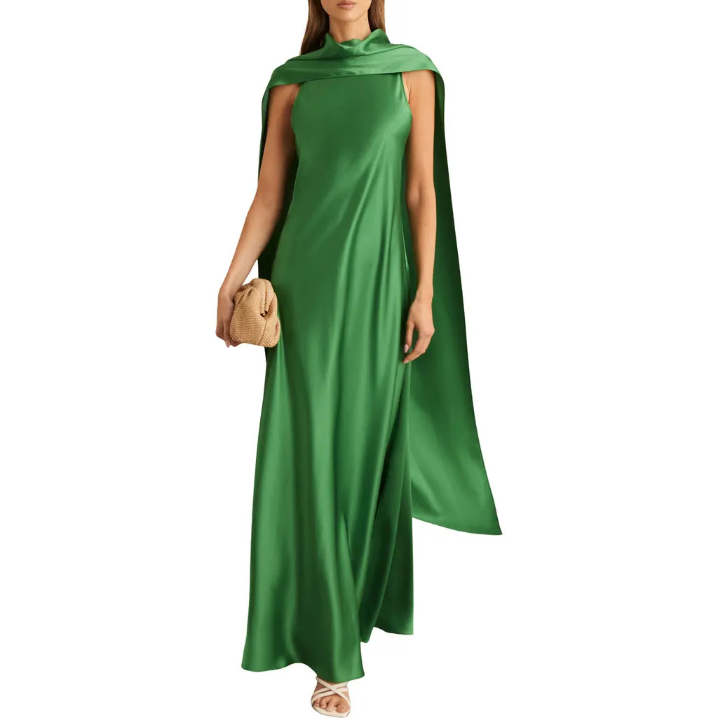 Reiss Fae Scarf Detail Satin Gown in Green at Nordstrom, Size 8 Us | Nordstrom