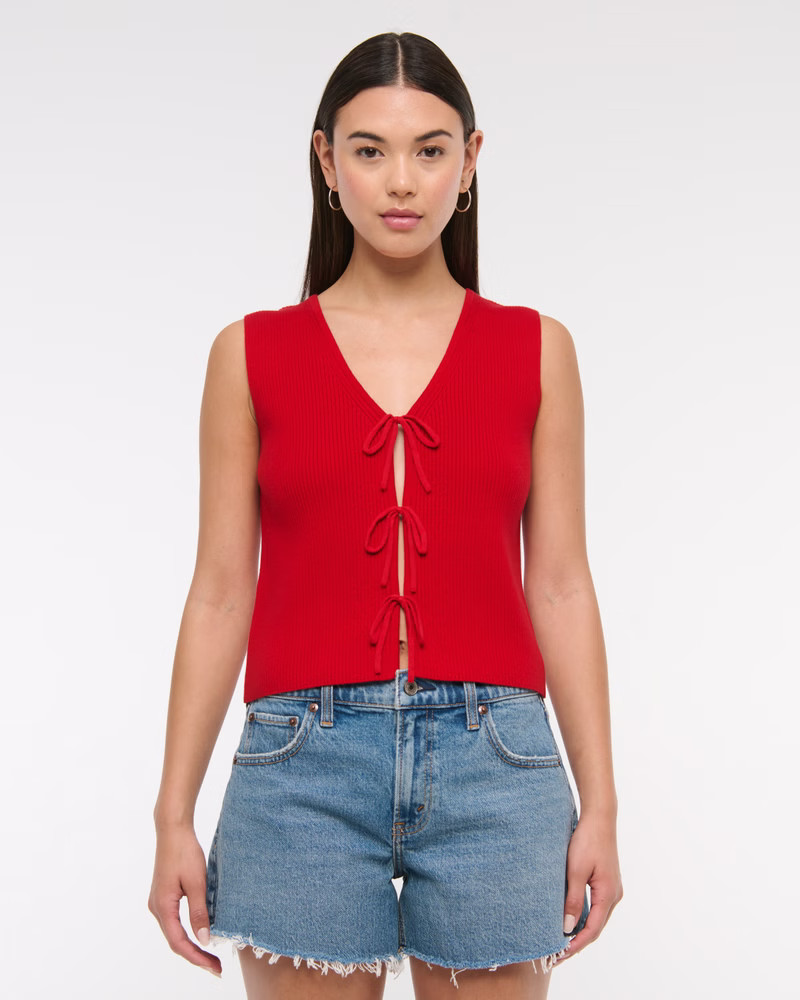 Tie-Front V-Neck Sweater Vest | Abercrombie & Fitch (US)