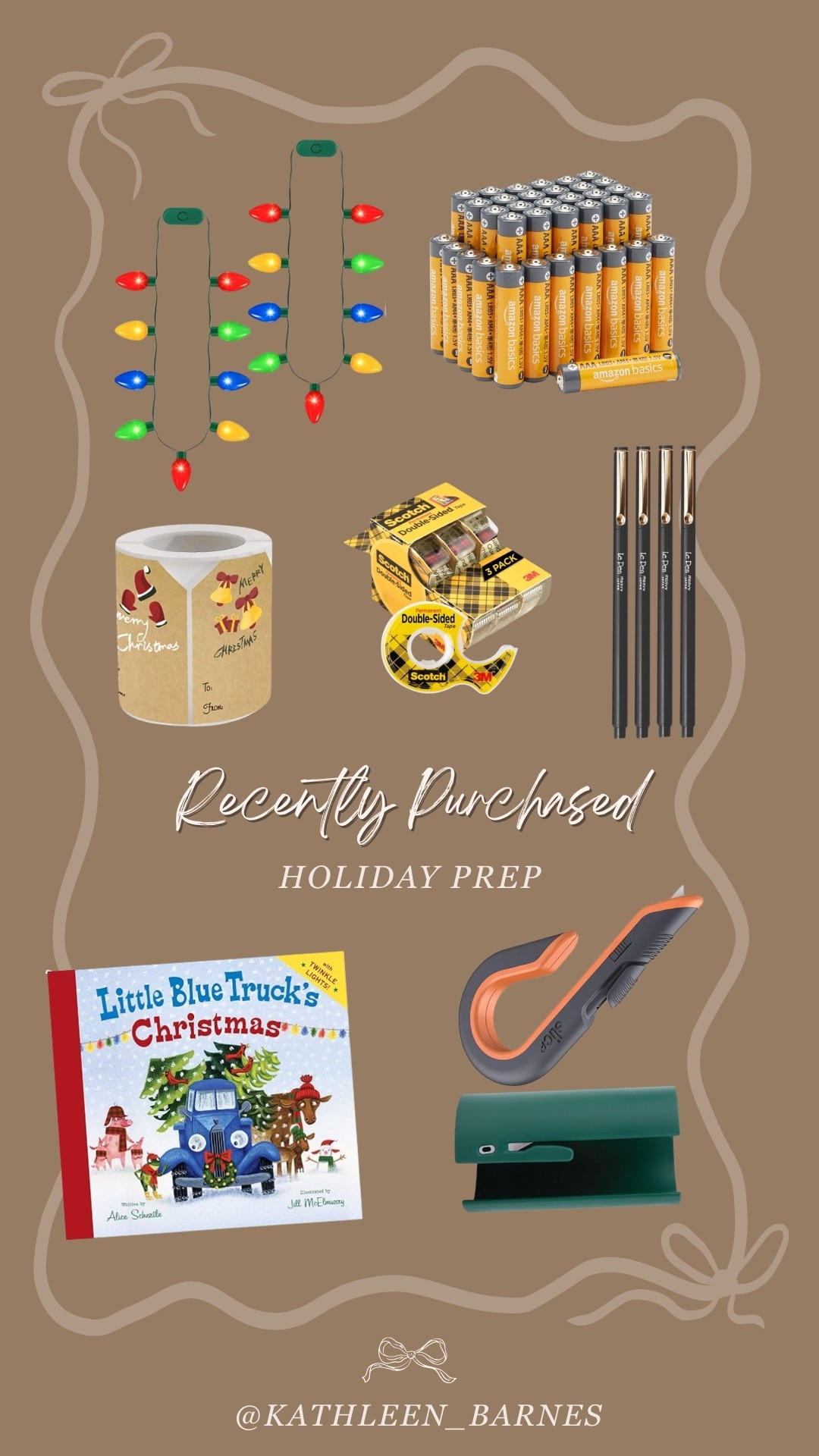 Recently purchased to prep for the holidays — gift wrapping, card writing, batteries for toys, Christmas book and fun Christmas bulb necklace for the kids — #amazonfinds 

#LTKHoliday #LTKmomlife #LTKFindsUnder50