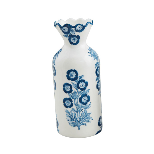 Large Blue Floral Print Bud Vase | Mud Pie