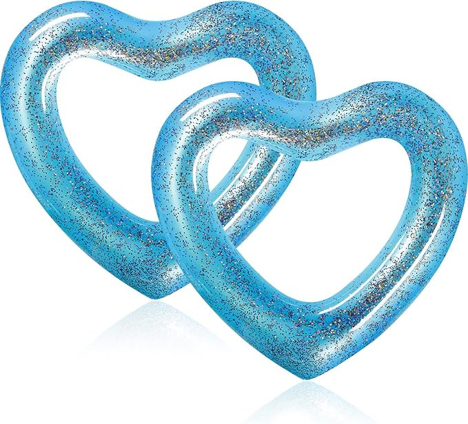 Sumind 2 Pcs Heart Pool Floats Inflatable Swim Rings, 47.3 x 39.4 Inch Bachelorette Floaties Hear... | Amazon (US)
