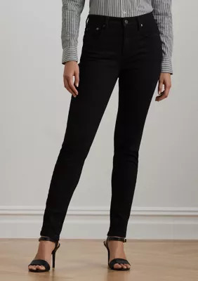 Lauren Ralph Lauren Women's High-Rise Skinny Ankle Jeans, Black, 16 | Belk