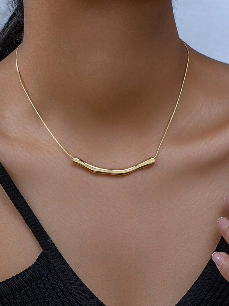 1pc Geometric Handmade Asymmetrical Shape Zinc Alloy Snake Chain Necklace | SHEIN