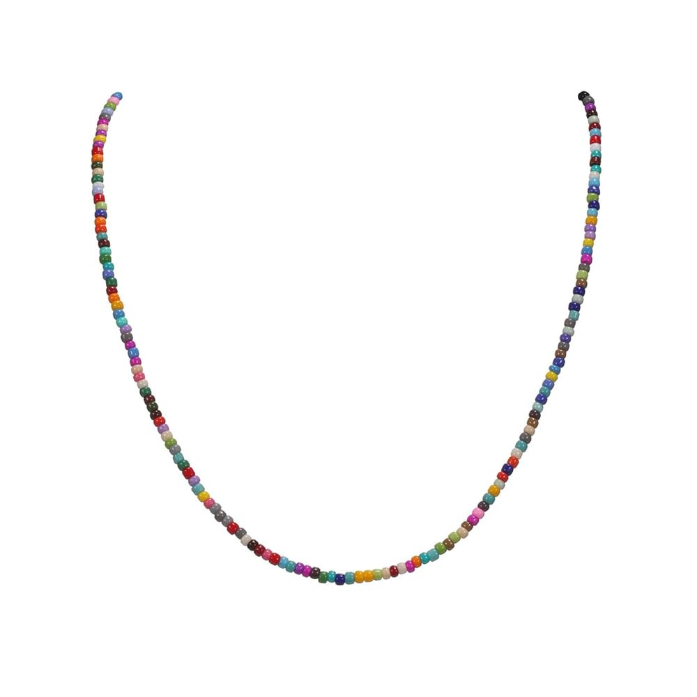 Bohemian Hawaiian Colorful Beaded 14K Gold Plated Cubic Zirconia diamond tennis necklace for Teen... | Amazon (US)