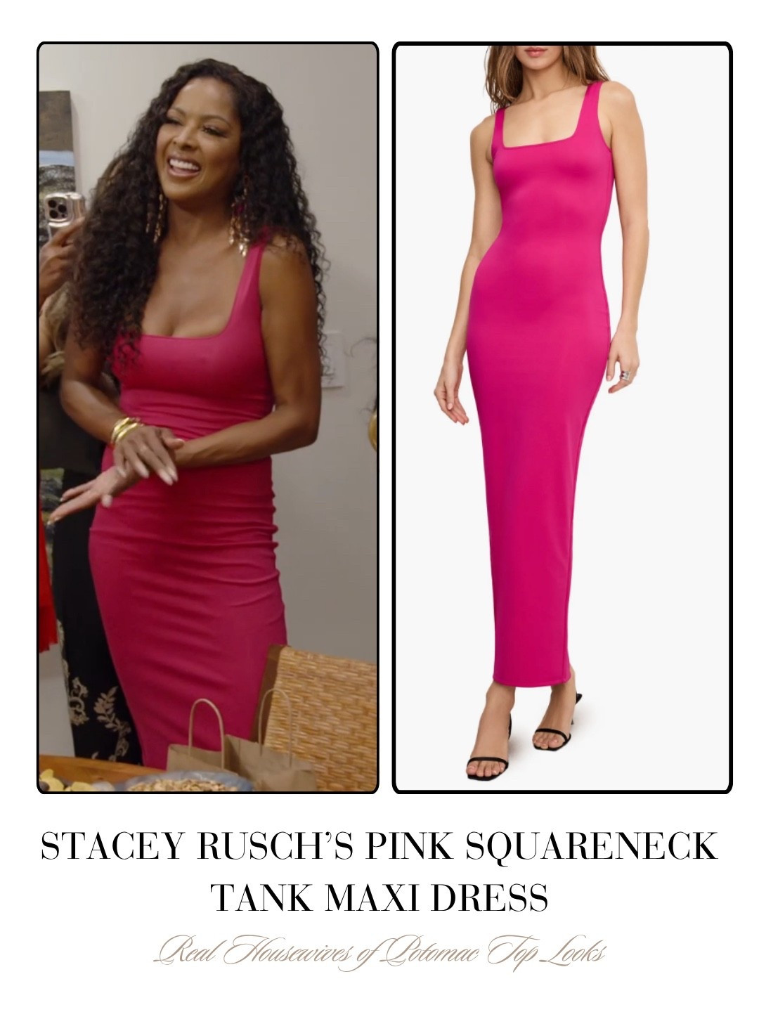 Stacey Rusch’s Pink Squareneck Tank Maxi Dress