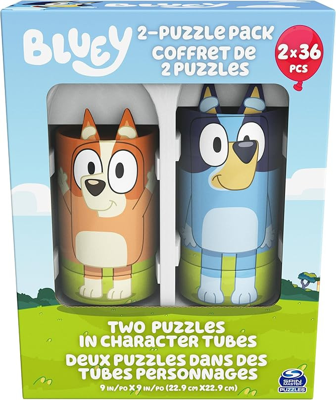 Bluey 36-Piece Jigsaw Puzzles Two Pack Bundle with Easy Tube Storage Bluey Birthday Party Supplie... | Amazon (US)