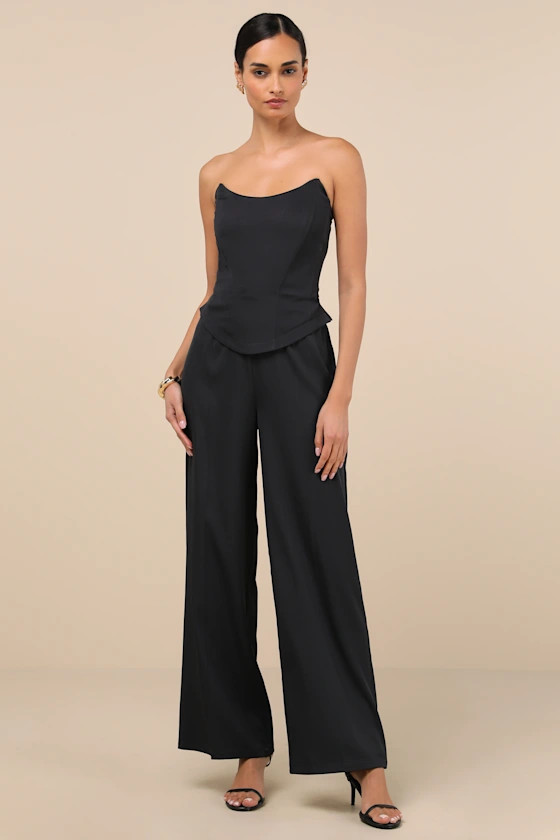 Polished Charisma Black Strapless Jumpsuit | Lulus