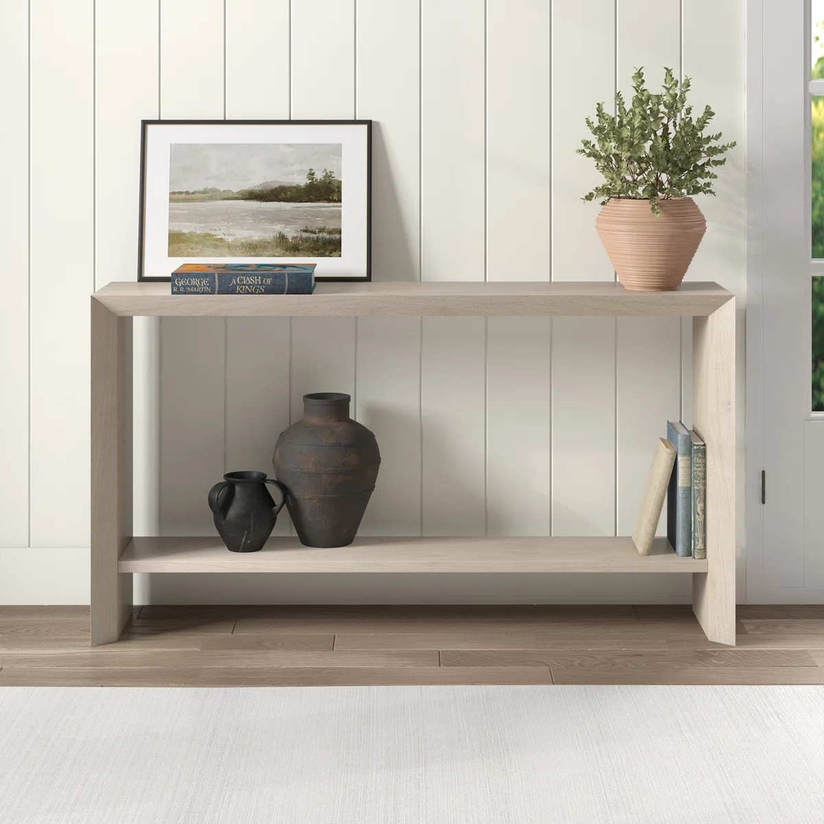Osman Rectangular Console Table in Antiqued Gray Oak | Wayfair North America