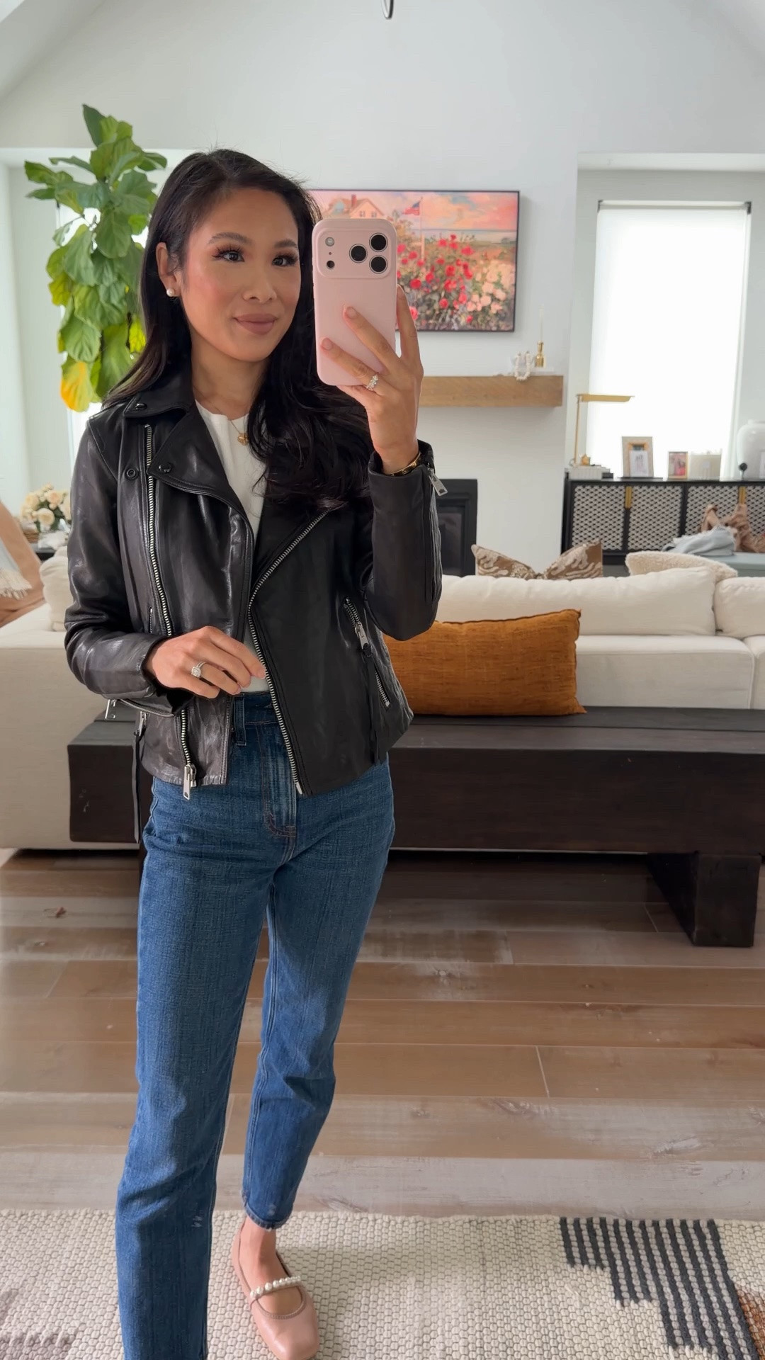 The best leather jacket and it’s part of the NSALE! This year’s version has brass hardware and is truly a classic item you’ll have for life. Fits a little small through the arms and arm holes so size up, especially if you are going to wear over thicker knits. I’m in the 0. The length is perfect for petites, too!

#LTKPetite