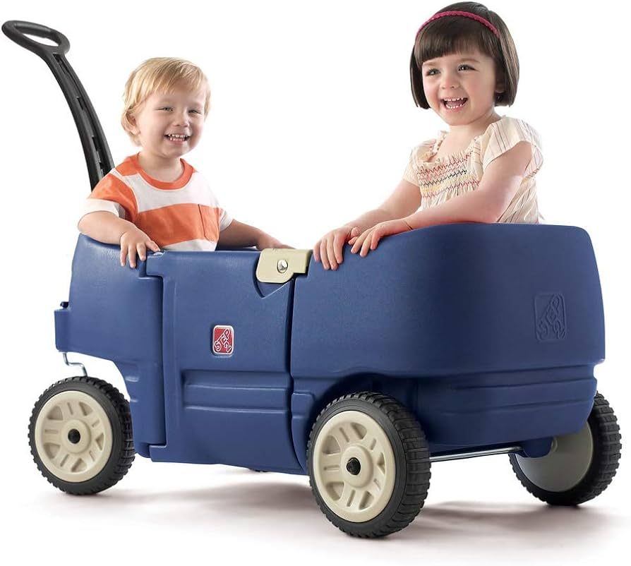 Step2 Wagon for Two Plus for Kids, Large Folding Wagon, Safety Belts, Under Seat Storage, Toddler... | Amazon (US)