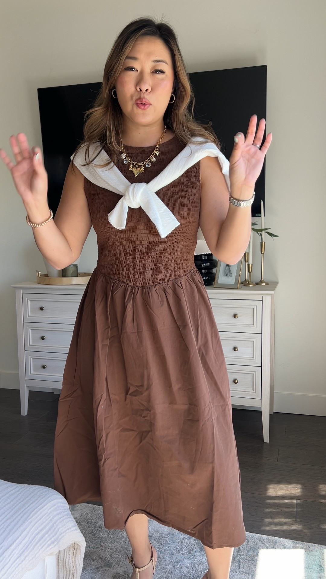 Walmart Dress: Medium (could have done Small)
Cardigan: Medium 