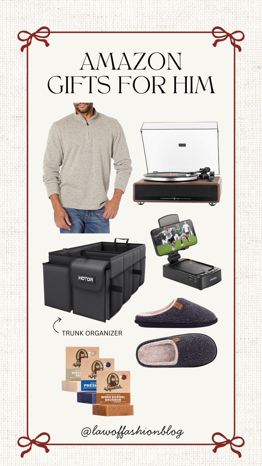 Amazon gift ideas for him 🎁 Last-minute gift ideas, prime delivery, Christmas gifting, holiday gifts, pullover, record player, trunk organizer, phone holder, slippers, soap, stocking stuffers.  

 #LTKGiftGuide #LTKHoliday #LTKMens