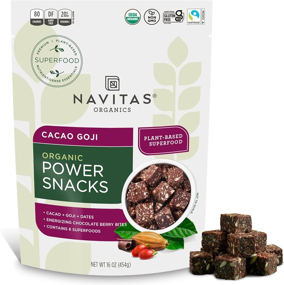 Navitas Organics Superfood Power Snacks, Cacao Goji, 16 oz. Bag, 23 Servings - Organic, Non-GMO, ... | Amazon (US)