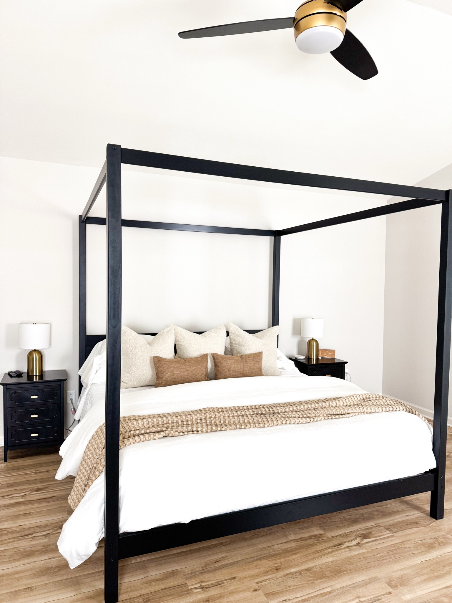 bedroom details / black king sized bed / Amazon bed / Amazon bedding / neutral style / neutral bedroom 

#LTKHome #LTKSeasonal
