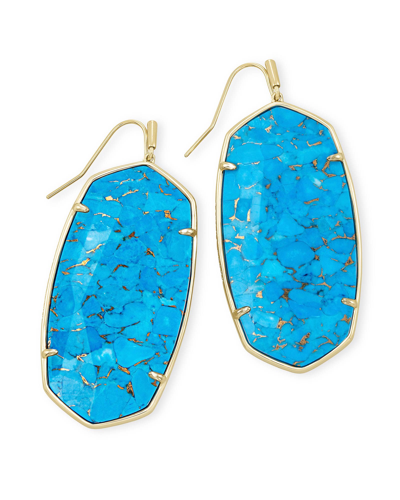 Faceted Danielle Gold Statement Earrings in Bronze Veined Turquoise Magnesite | Kendra Scott