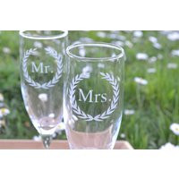 Champagne Glasses, Mr. & Mrs. Wedding Flute, Glass | Etsy (US)