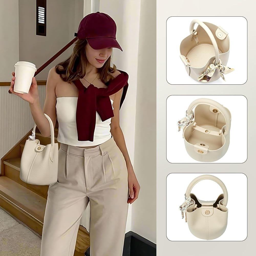 BOSTANTEN Small Crossbody Bags for Women Vegan Leather Mini Bucket Handbag Removable Shoulder Str... | Amazon (US)