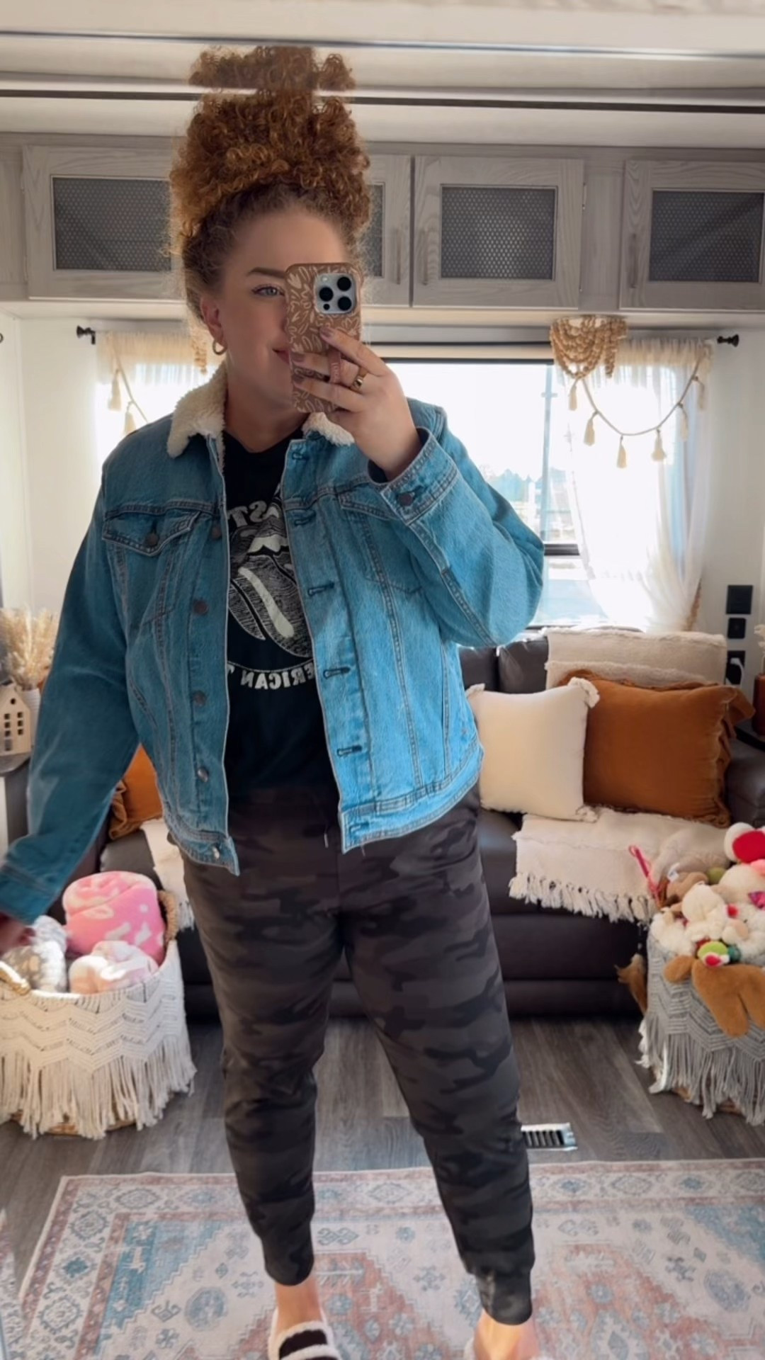 Comfy but make it cute 🖤 Camo joggers, a vintage style band tee, and my favorite sherpa lined denim jacket 👏 The perfect laid back look for fall days 🍂 Cozy shearling loafers tie it all together for that effortless vibe ✨ denim jacket | Sherpa denim jacket | amazon joggers | joggers outfit | joggers style | camouflage joggers | graphic tee | band tee | band tee outfit | loafers | faux shearling loafers | brown loafers | walmart brown loafers | amazon fashion | amazon finds | amazon look | amazon outfit | fall outfit | fall look | fall fashion | fall finds | fall outfit inspo | fall fashion inspo | fall 2025 | fall outfit  | casual outfit  | casual outfit inspo

#LTKSaleAlert #LTKStyleTip #LTKMidsize