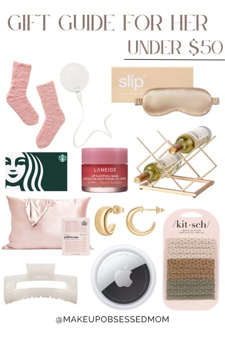 Find great gifts for her for under $50: a lip sleeping mask, satin pillowcase, air tags, hairclip, and more!
#giftguide #holidaygiftidea #beauyfavorite #affordablefinds

#LTKbeauty #LTKGiftGuide #LTKHoliday