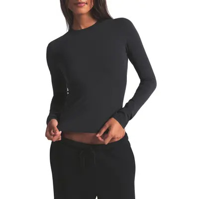 SKIMS Stretch Cotton Jersey Long Sleeve T-Shirt in Light Heather Gray at Nordstrom, Size Large | Nordstrom