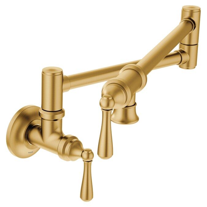 Moen Brushed Gold 2-Handle Wall-Mount Pot Filler Handle Kitchen Faucet | Lowe's