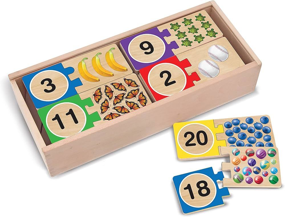 Melissa & Doug Self-Correcting Wooden Number Puzzles With Storage Box (40 pcs) | Amazon (US)