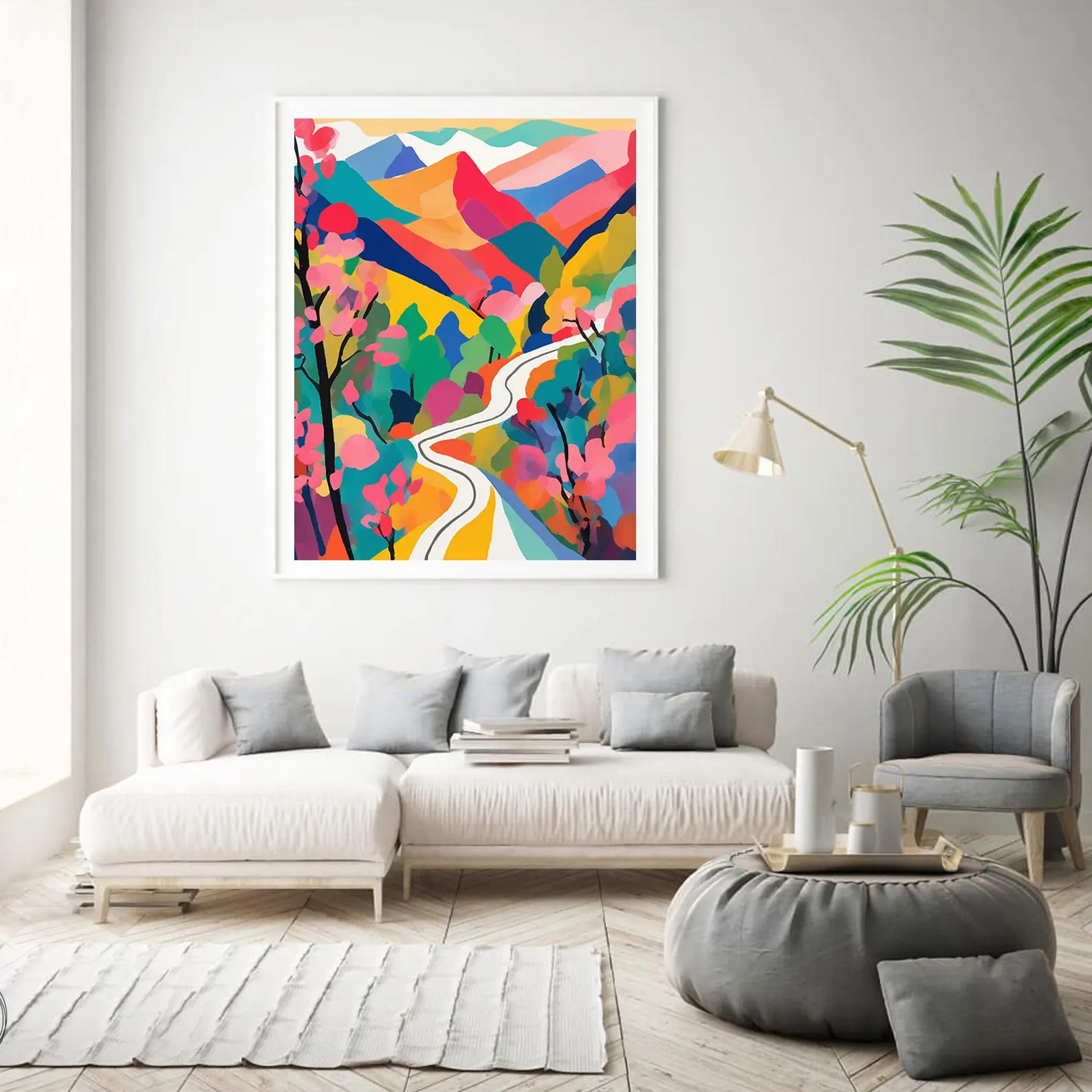 Colorful Mountain Path Art Print: Vibrant Landscape (Digital Download) | Etsy (US)