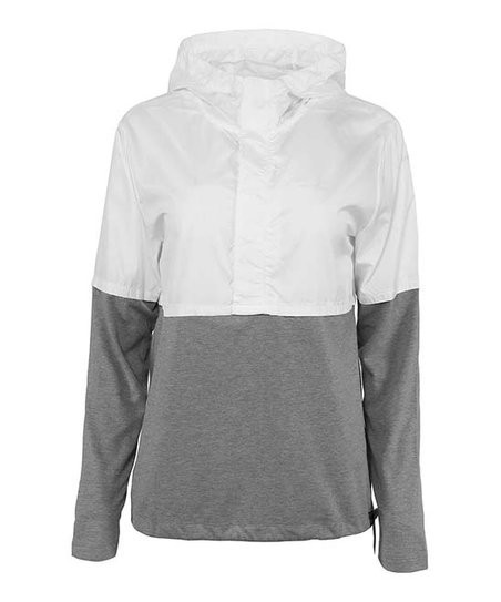White & Gray Color Block Quarter-Zip Jacket - Women | Zulily