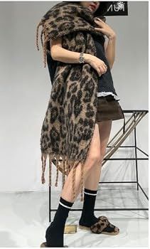 Cheetah Tassel Scarf for Women – Leopard Print Trendy Warm Stylish Fashion Y2k Shawl Neck Wrap ... | Amazon (US)