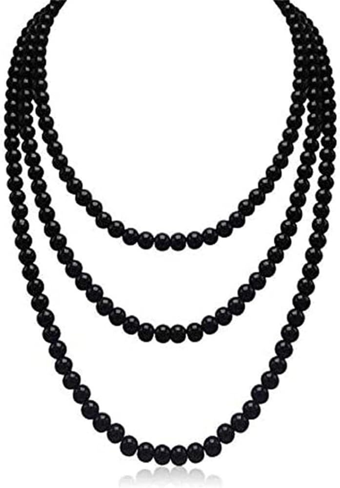 1920s Gatsby Imitation Pearl Necklace Pearl Strands Flapper Beads Necklace for Women Costume Jewe... | Amazon (US)