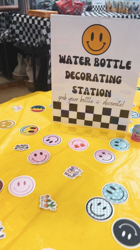 One happy dude themed birthday party, first birthday ideas, water bottle decorating station 