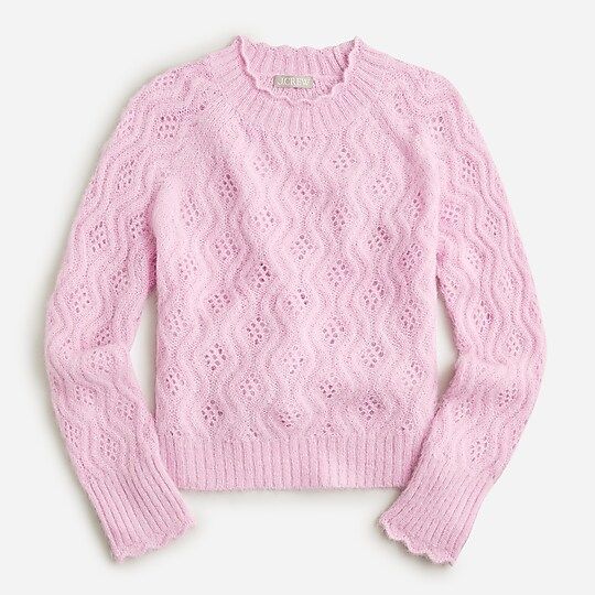 Pointelle scallop-trim sweater | J.Crew US