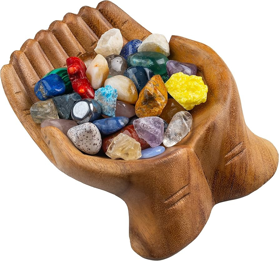 Curawood Carved Hands Offering Bowl - Showcase Your Healing Stones - Crystal Holder for Stones - ... | Amazon (US)